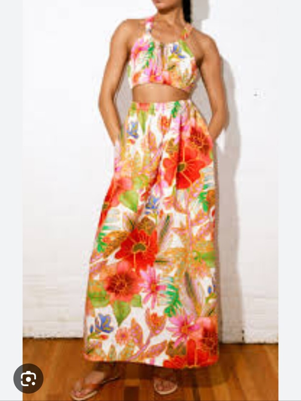 Mara Hoffman Tropical Floral Maxi Skirt - Orange, Pink, Green Midi Dress XXS
